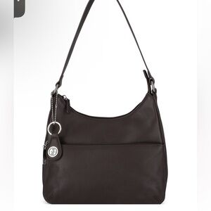 Giani Bernini Nappa Leather Round Hobo Bag Silhouette Black shoulder medium size